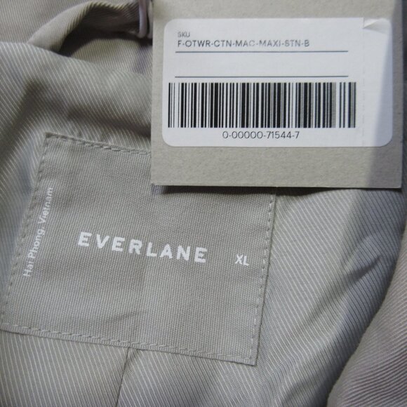 NWT Everlane The Long Mac Coat in Stone Light Khaki Twill Cotton Maxi Trench - Picture 8 of 9